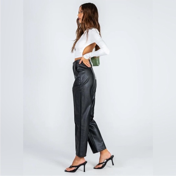Princess Polly Faux Vegan Leather Encore Pants Black - Picture 2 of 8